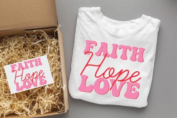 Faith Hope Love Valentine Groovy Design Graphics