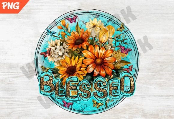 Flower Design Blessed Png Graphics for T-Shirt Designs